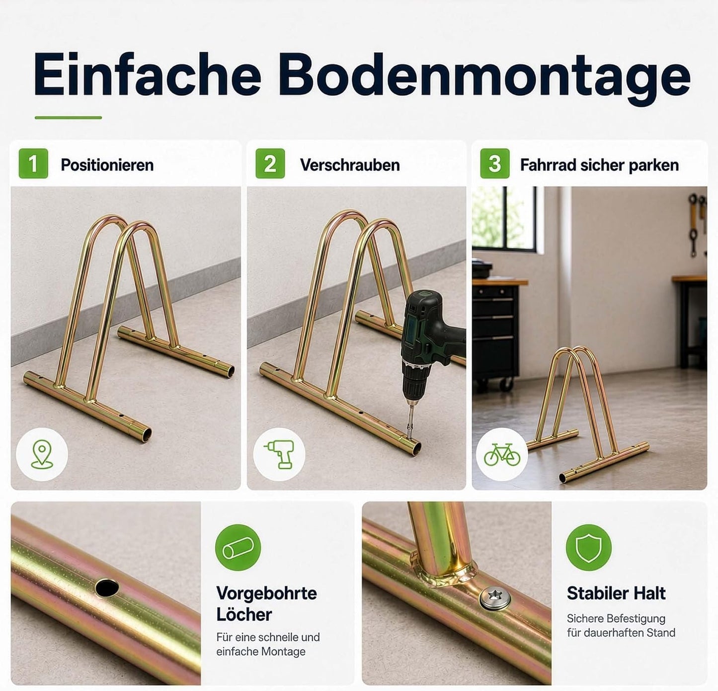 Expandable Anodised Steel Bicycle Rack — Modular Wall Mount for 1+ Bikes