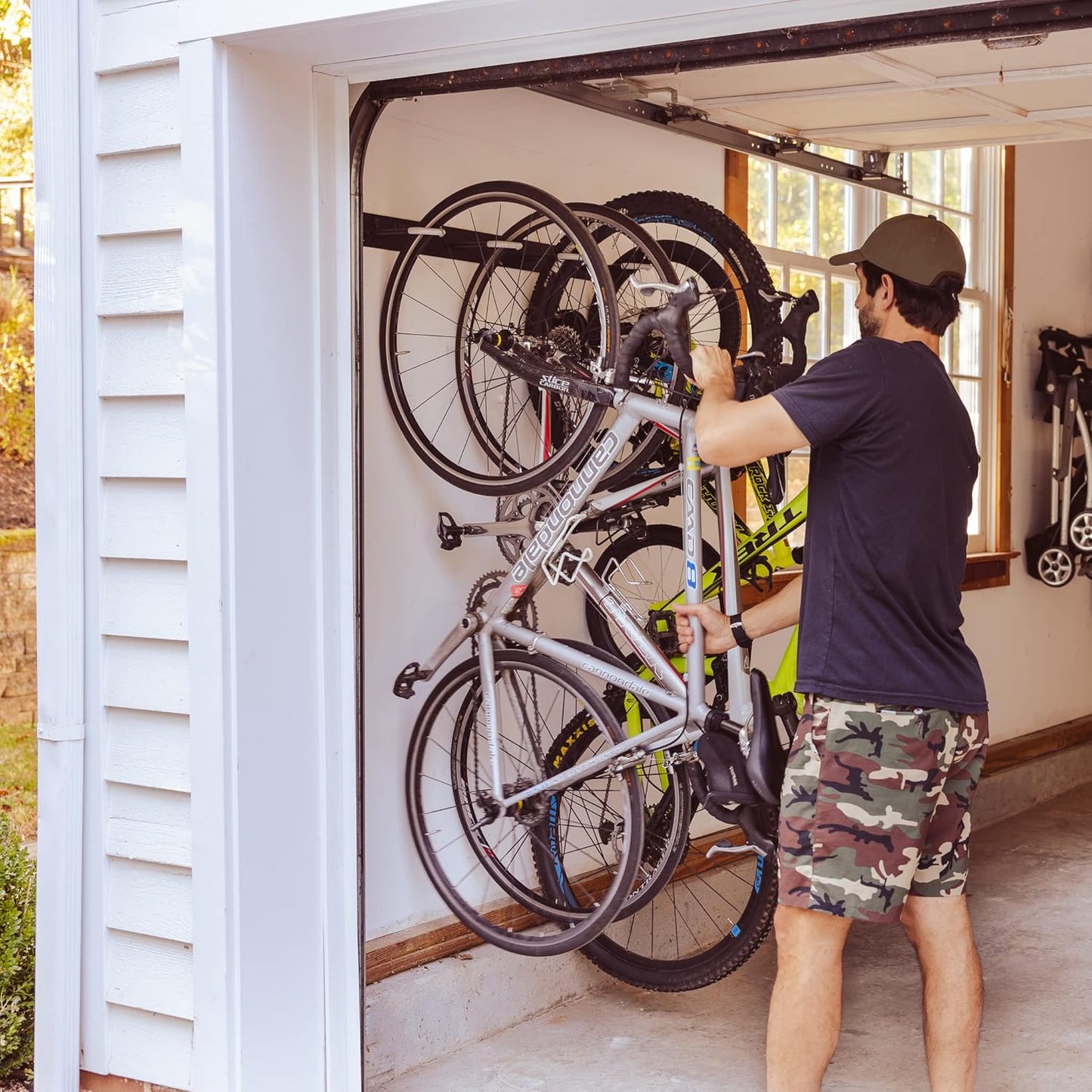 4 Bike Wall Mount, Solid Steel Extra Heavy Duty- Garage Wall Mounted Bicycle Storage, Up to 200lbs, 32-inch