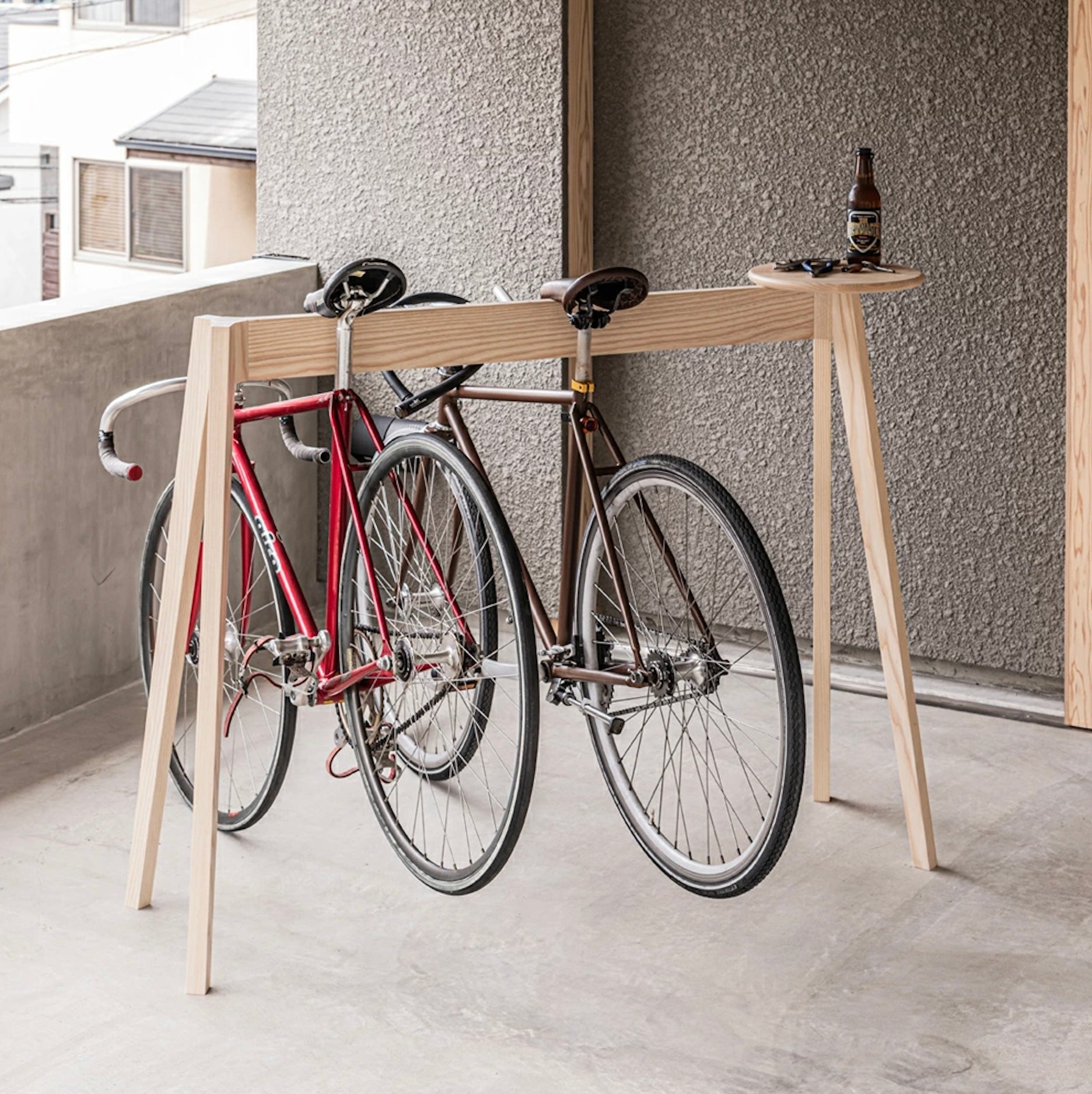 upcycled minimalist bike stand wooden – Storage for Sports