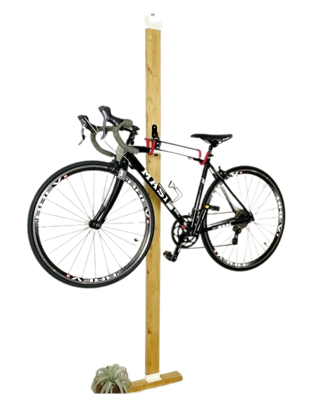 Wooden Floor-to-Ceiling bike rack