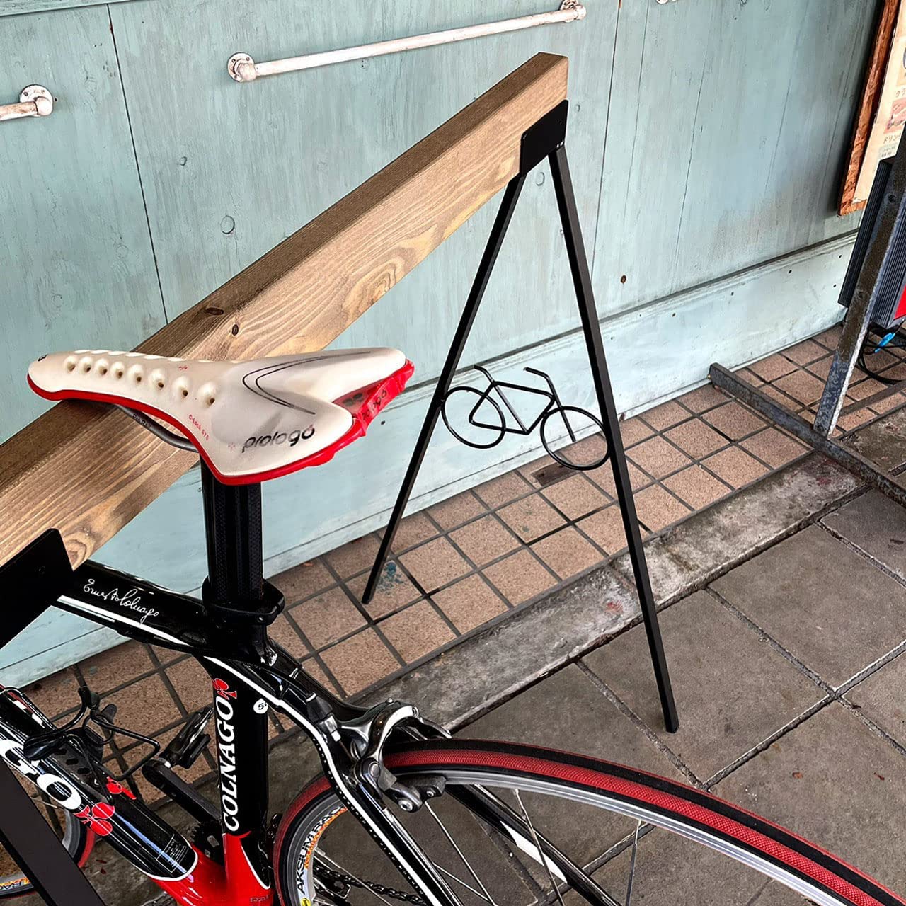 A Japanese-made saddle type bicycle rack
