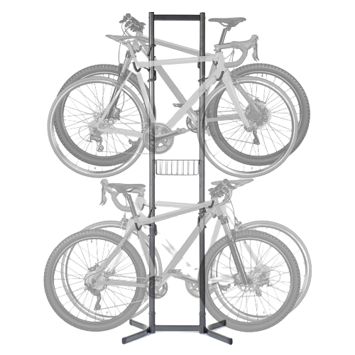 Double bike rack with basket