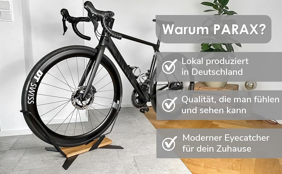 PARAX X-STAND Freestanding Bike Stand — Solid Oak & Steel, Made in Germany