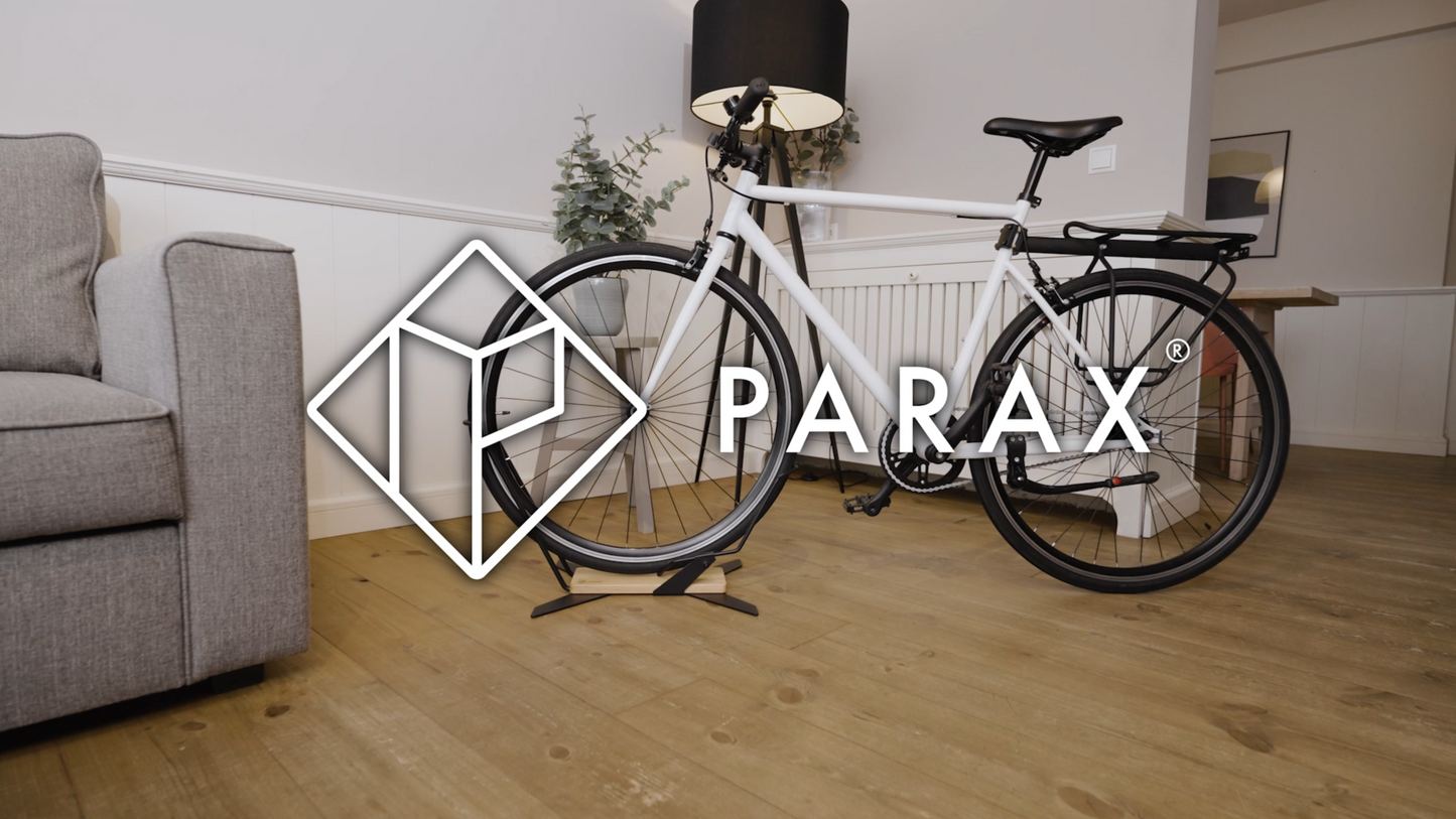 PARAX X-STAND Freestanding Bike Stand — Solid Oak & Steel, Made in Germany