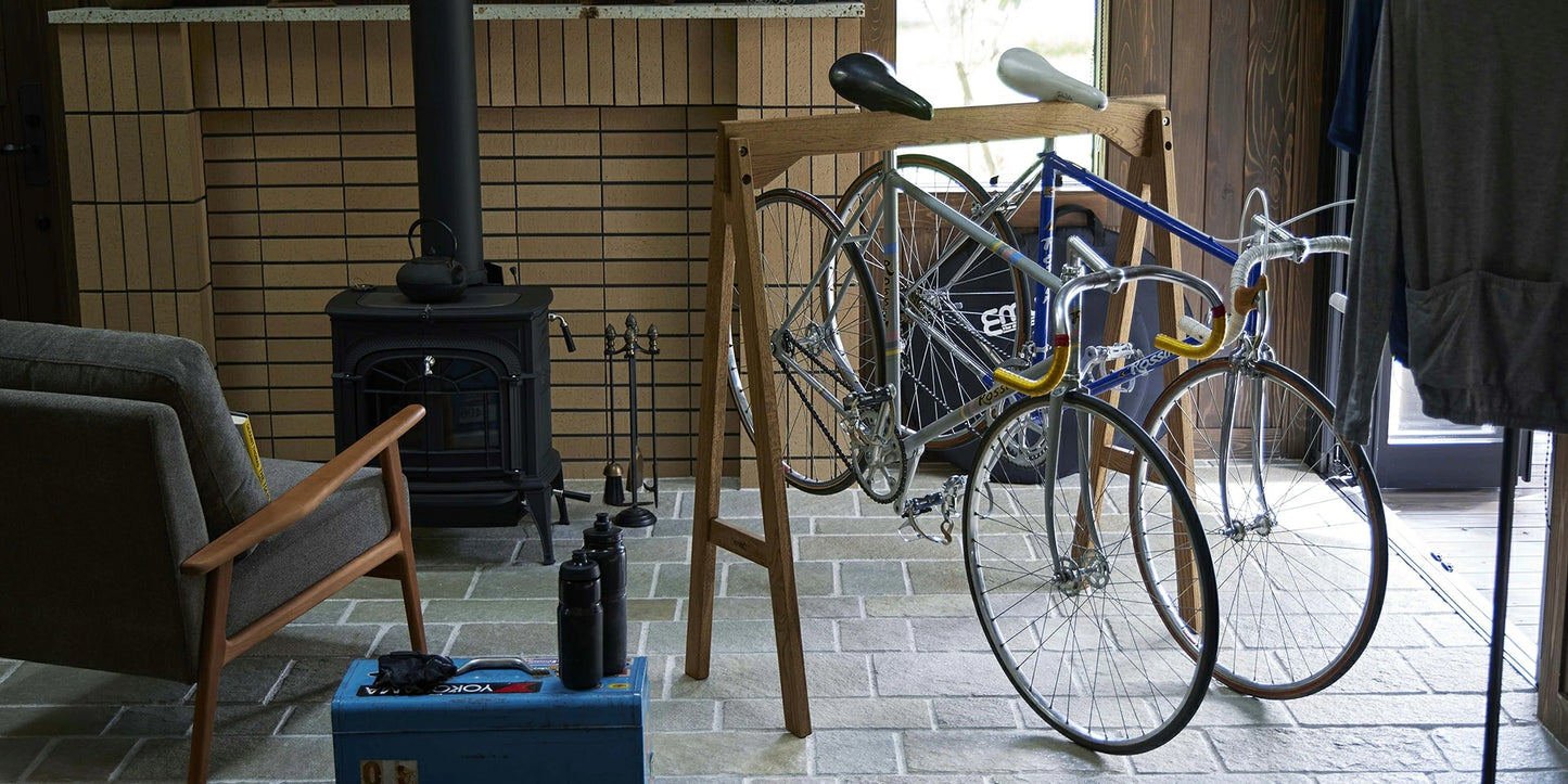 SWITCH Solid Oak Wooden Bicycle Stand for Premium Indoor Bike Storage