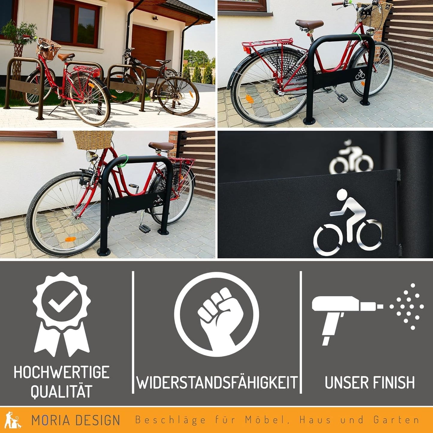 2-Bike Parking Stand — Galvanised & Powder-Coated, Concrete or Dowel Mount
