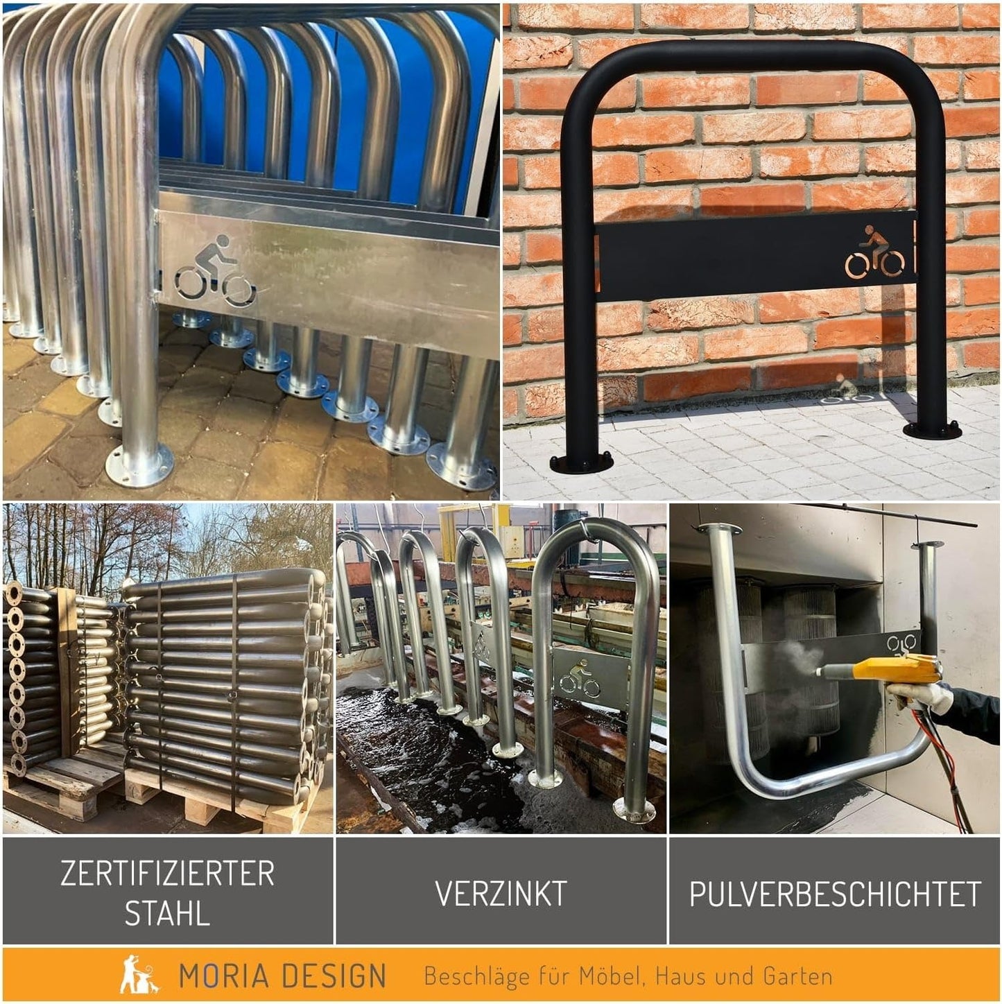 2-Bike Parking Stand — Galvanised & Powder-Coated, Concrete or Dowel Mount