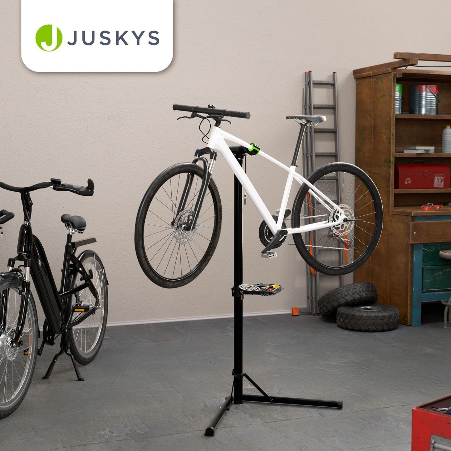 Bicycle Repair Stand — Up to 50kg, Foldable & Height Adjustable, 360° Rotatable Clamp Head for E-Bikes & 24-29 Inch Bikes