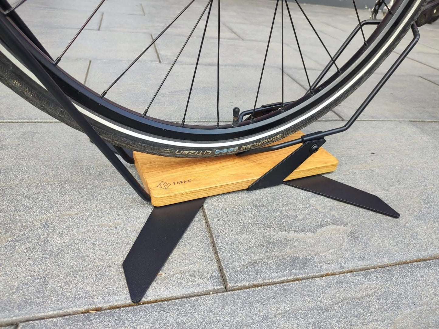 PARAX X-STAND Freestanding Bike Stand — Solid Oak & Steel, Made in Germany