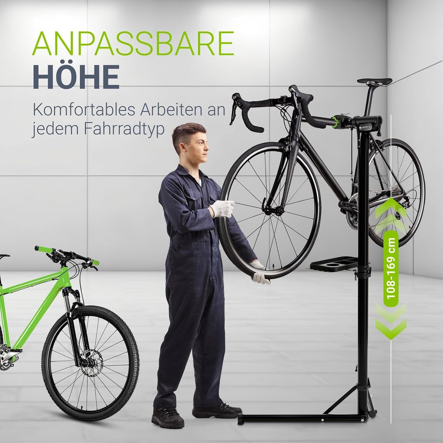 Bicycle Repair Stand — Up to 50kg, Foldable & Height Adjustable, 360° Rotatable Clamp Head for E-Bikes & 24-29 Inch Bikes