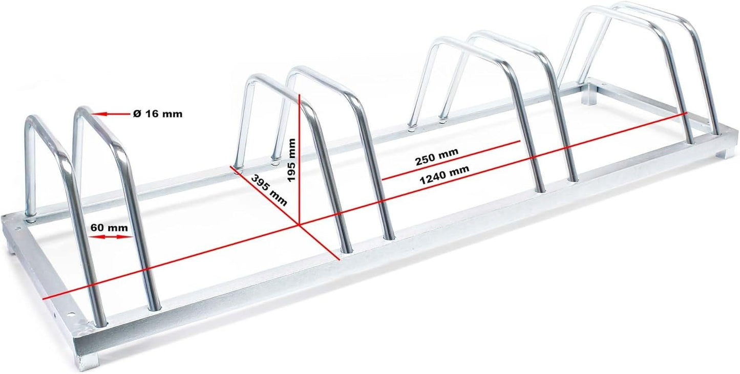 Multi-Bike Stand — Floor & Wall Mounted Bicycle Rack for 1 to 5 Bikes, Galvanised Steel