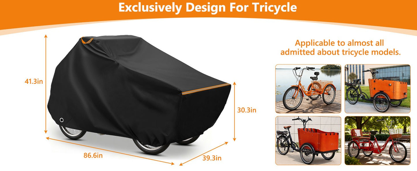 Heavy-Duty 420D Waterproof Cargo Bike Cover for Tricycles & Electric Cargo Bikes