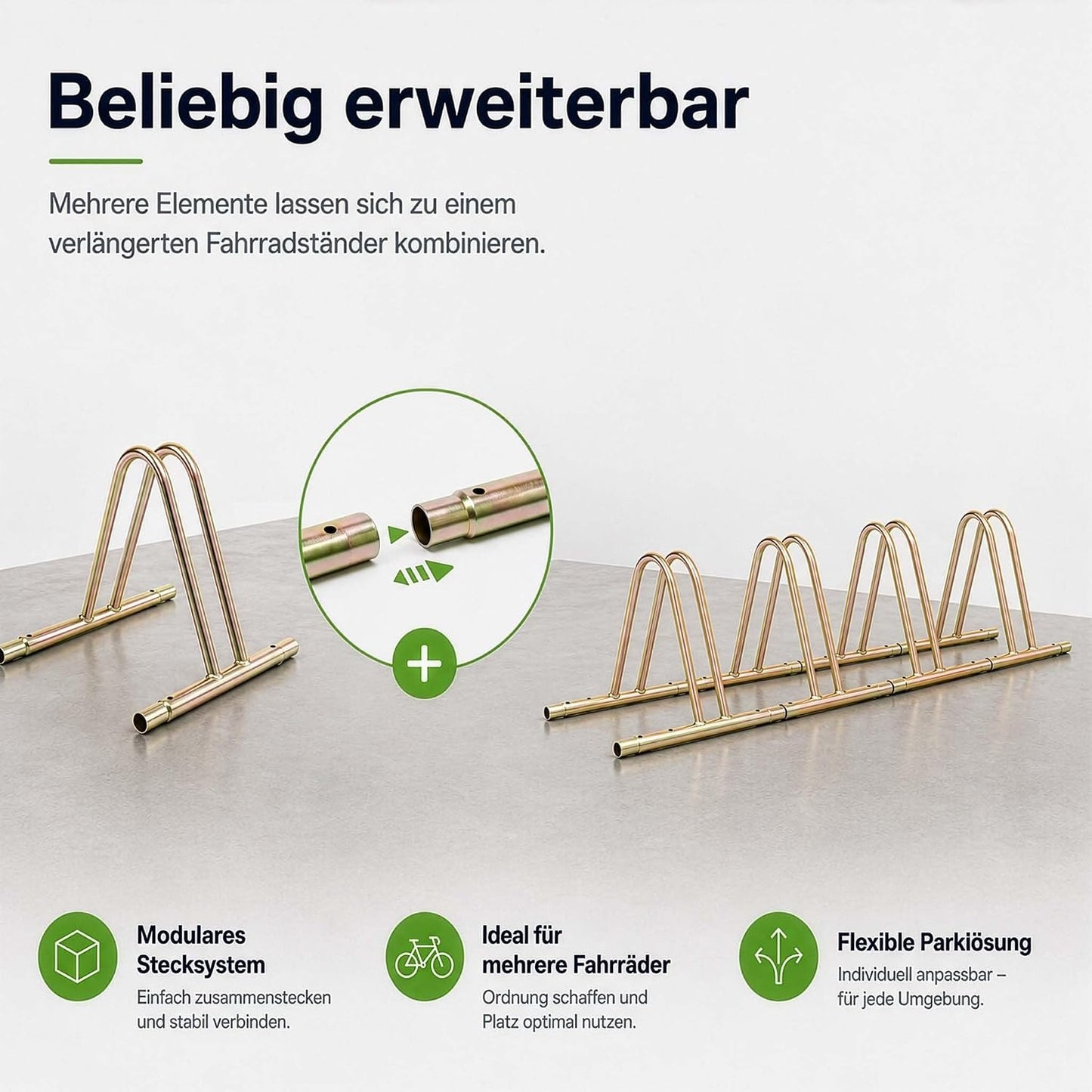 Expandable Anodised Steel Bicycle Rack — Modular Wall Mount for 1+ Bikes