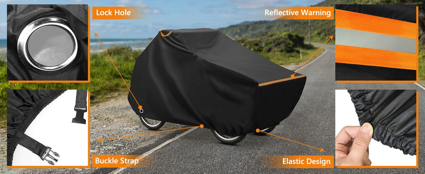 Heavy-Duty 420D Waterproof Cargo Bike Cover for Tricycles & Electric Cargo Bikes