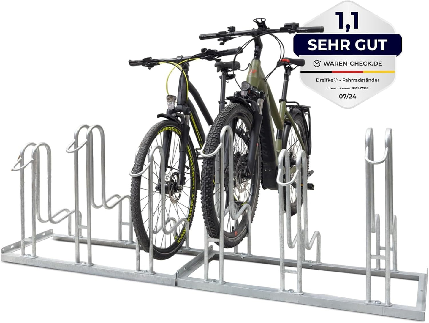 6-Bike Stand — Galvanised Steel, Weatherproof, Space-Saving High-Low Design