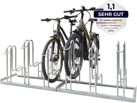 6-Fietsenrek — Gegalvaniseerd staal, weerbestendig, ruimtebesparend hoog-laag ontwerp