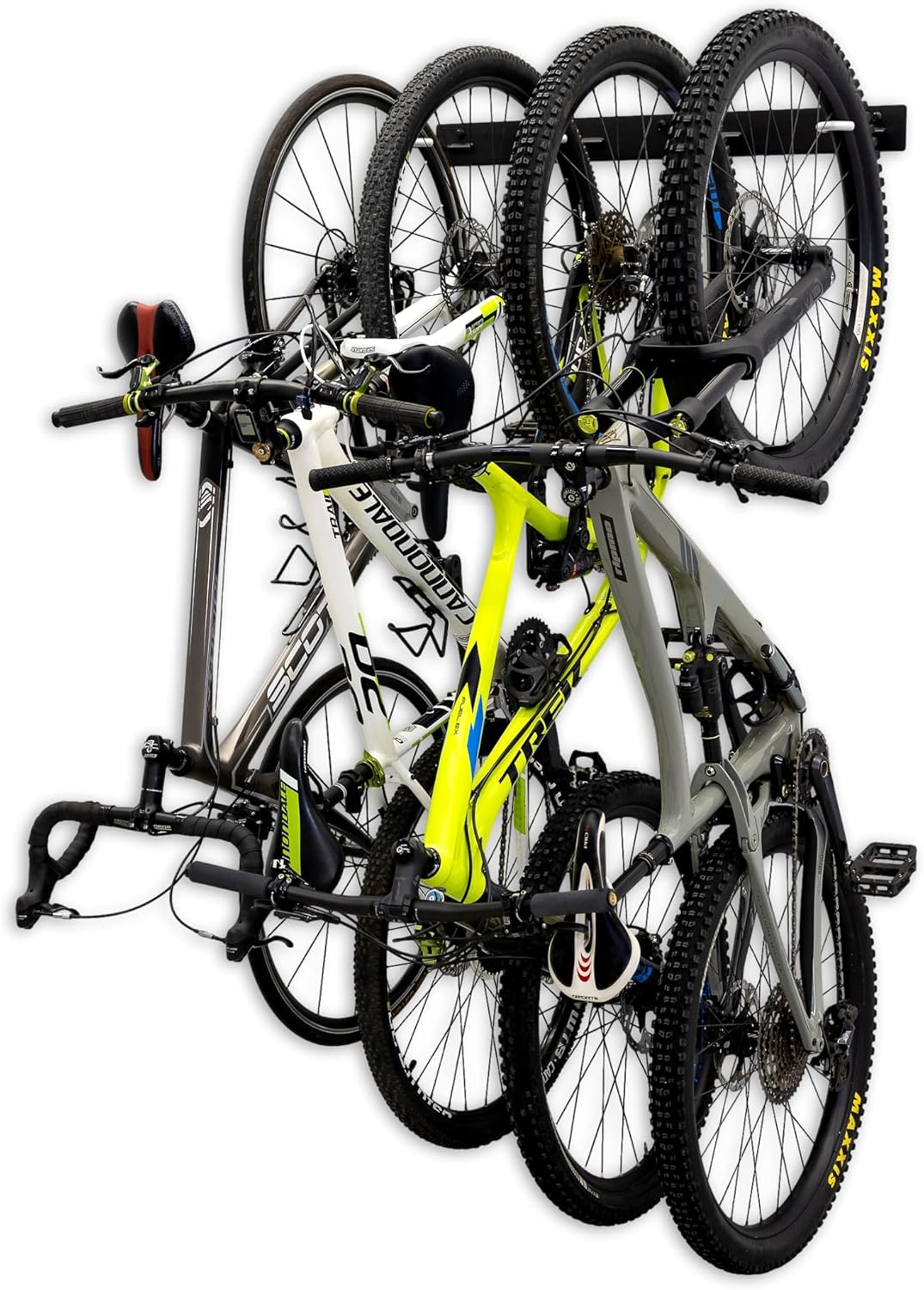 4 Bike Wall Mount, Solid Steel Extra Heavy Duty- Garage Wall Mounted Bicycle Storage, Up to 200lbs, 32-inch