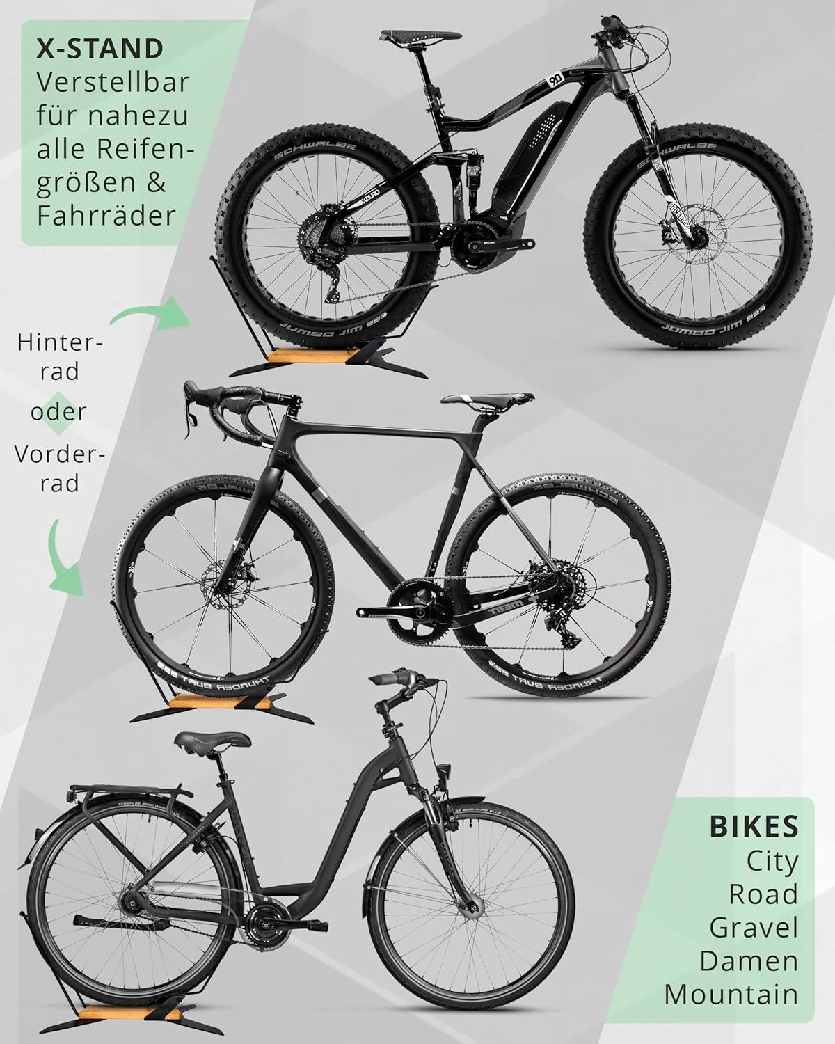 PARAX X-STAND Freestanding Bike Stand — Solid Oak & Steel, Made in Germany