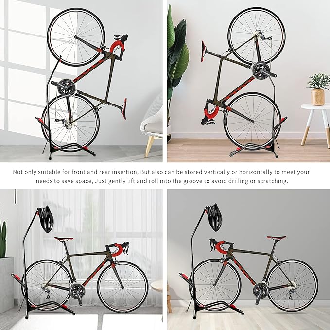 Black and Red Bicycle Rack Vertical Frame Bicycle Display Rack