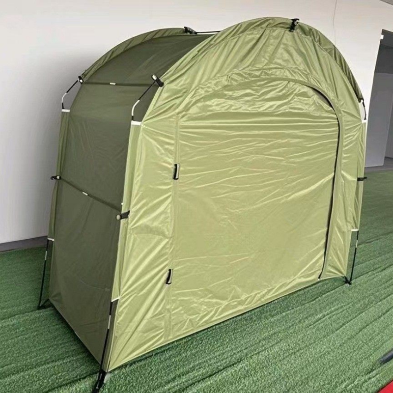 Bicycle storage tent - open view