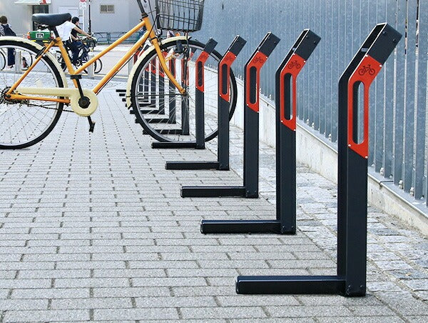 FIGER Type B bicycle parking stands installed in a row along a walkway