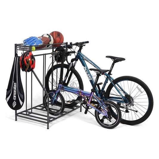 3 Bicycle Floor Parking Stand, Bike Rack for Garage Storage,3 Widths Adjustable Bike Slot for Mountain, Hybrid, Kids Bicycles, Indoor Outdoor Bike and Sports Storage Station