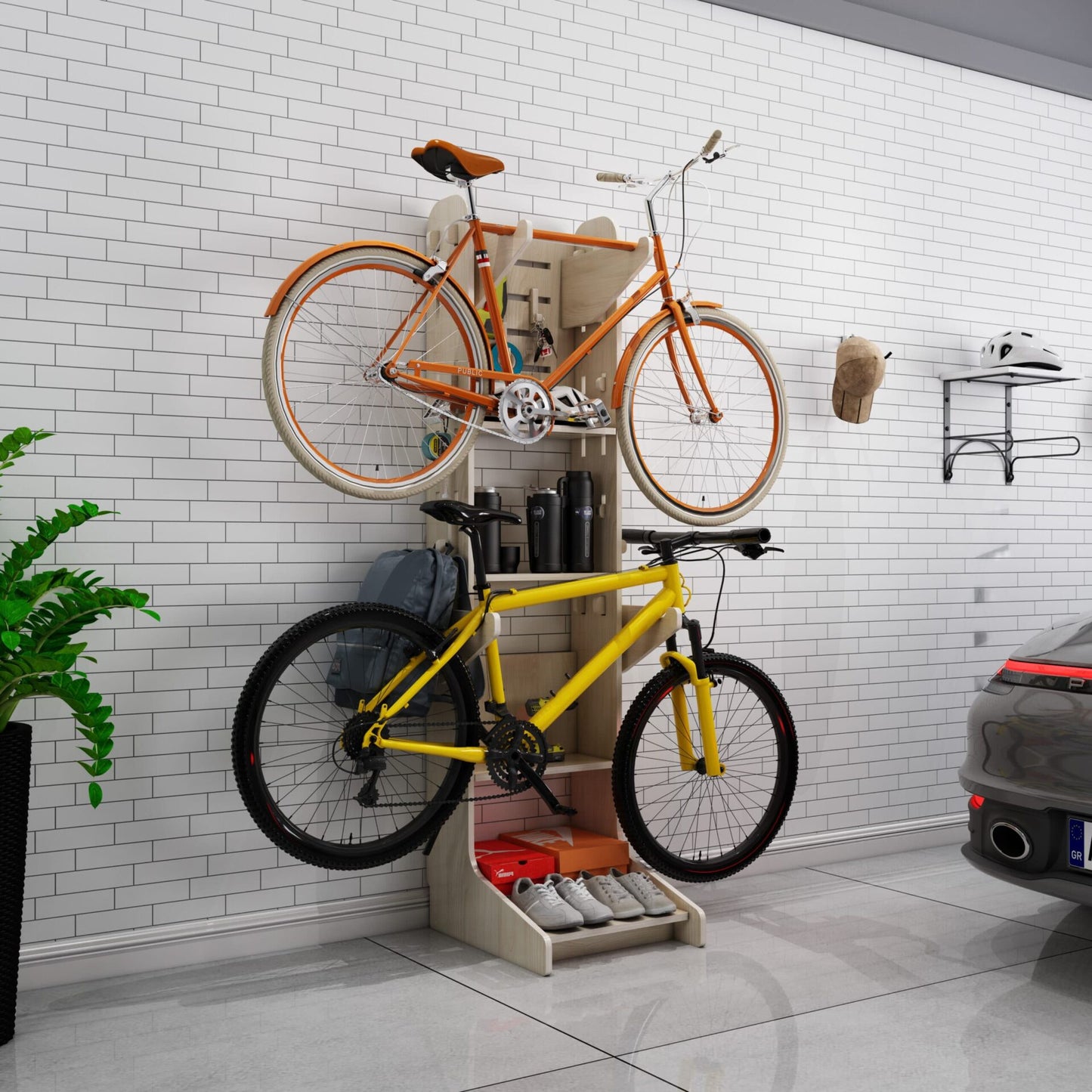 Multifunctional hanging bicycle rack